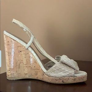 Stuart Weitzman snakeskin wedges.